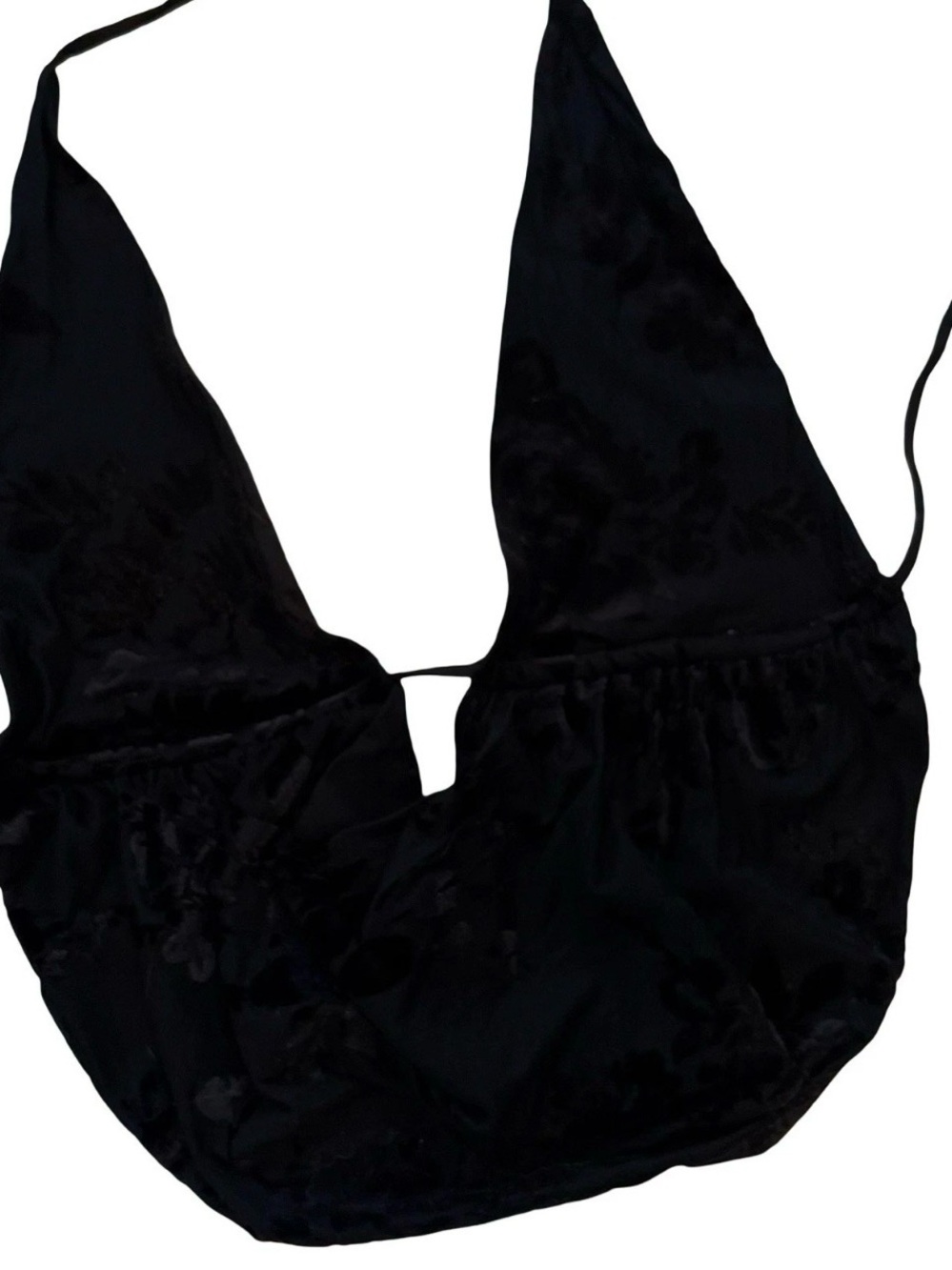 Garage XS Velvet Floral Burnout Halter Crop Top Festival Boho Grunge Y2K